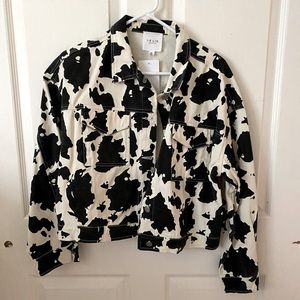 Cow print denim jacket